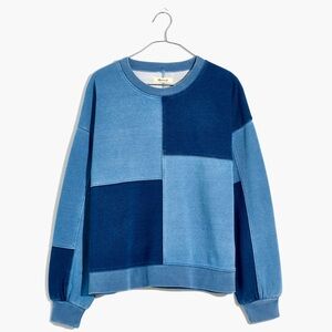 Madewell Indigo-Dyed Patchwork Sweatshirt NWT